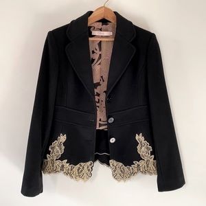 RED Valentino Black Blazer with Lace Details